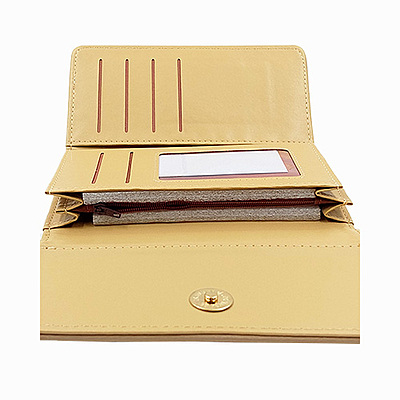 Women's Beige Tri-Fold Faux Leather Clutch Wallet & Organizer