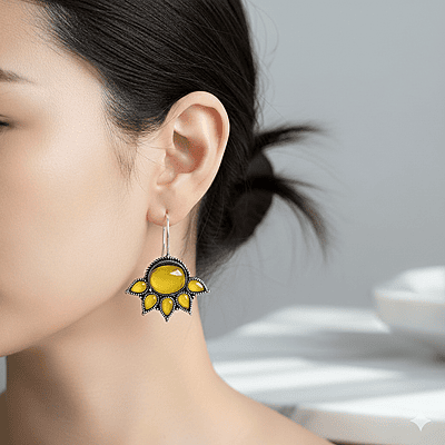 Yellow Crystal Silver-Plated Drop Earrings | Statement Jewelry