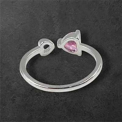 Heart Gemstone Adjustable Ring | Silver-Plated Statement Jewelry
