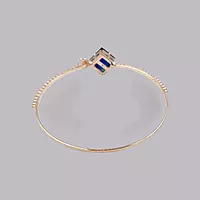 Blue Square Stone & Diamond Studded Gold-Toned Bangle Bracelet | Adjustable Fashion Jewelry