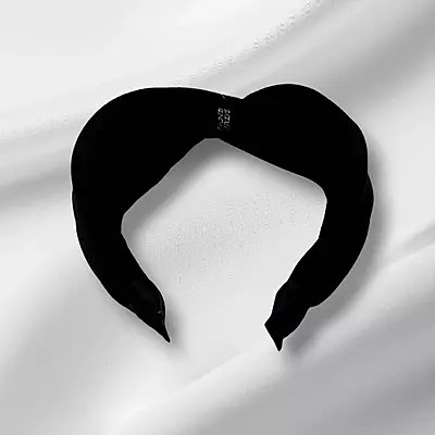 Chic Black Knotted Headband - Textured Fabric Hair Accessory