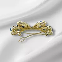 Gold Blue Crystal Butterfly Hair Barrette Clip