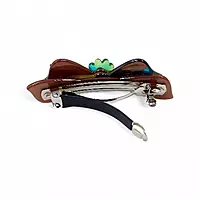 Elegant Teal and Green Bow Hair Barrette Clip for Women