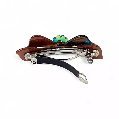 Elegant Teal and Green Bow Hair Barrette Clip for Women