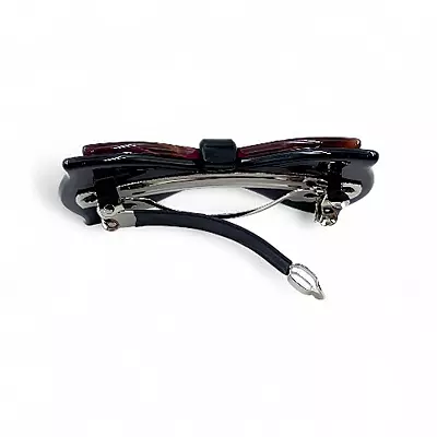 Elegant Black and Red Ribbon Hair Barrette Clip for Women
