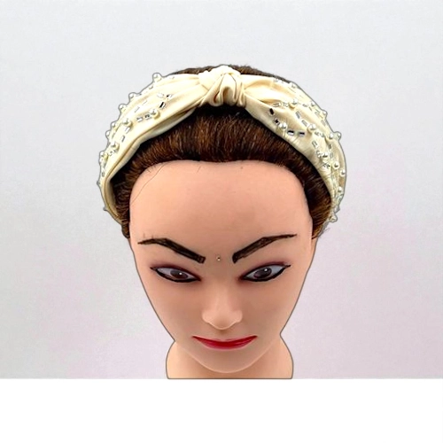 Elegant Pearl & Rhinestone Turban Knot Headband