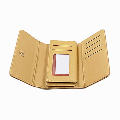 Women's Beige Tri-Fold Faux Leather Clutch Wallet & Organizer