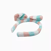 Green Striped Plush Bow Headband - Soft Spa Hair Band