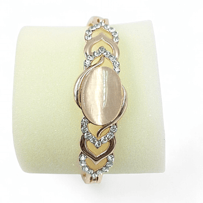 White Renos Rose Gold Women’s Watch & Crystal Bracelet Gift Set