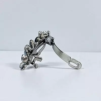 Elegant Floral Barrette Hair Clip with Crystals & Pearls