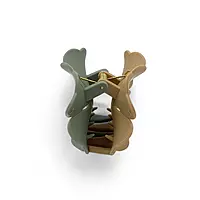 Sage and Camel Two-Toned Flower Hair Claw Clip - Matte Finish Hair Accessory