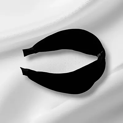 Chic Black Knotted Headband - Textured Fabric Hair Accessory