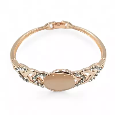 White Renos Rose Gold Women’s Watch & Crystal Bracelet Gift Set