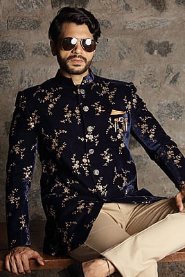 Velvet Blue Jodhpuri Velvet Blue Jodhpuri