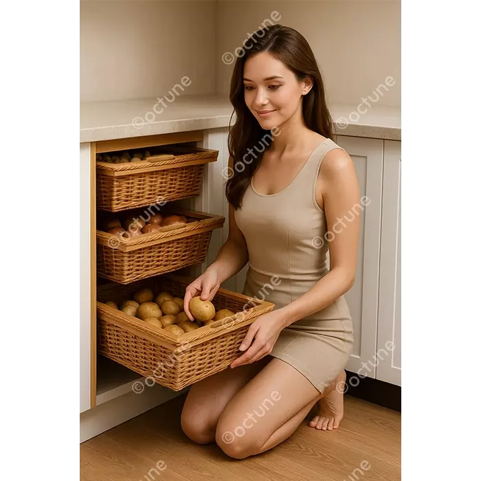 Octune Natural Wicker Basket With Solid Runner