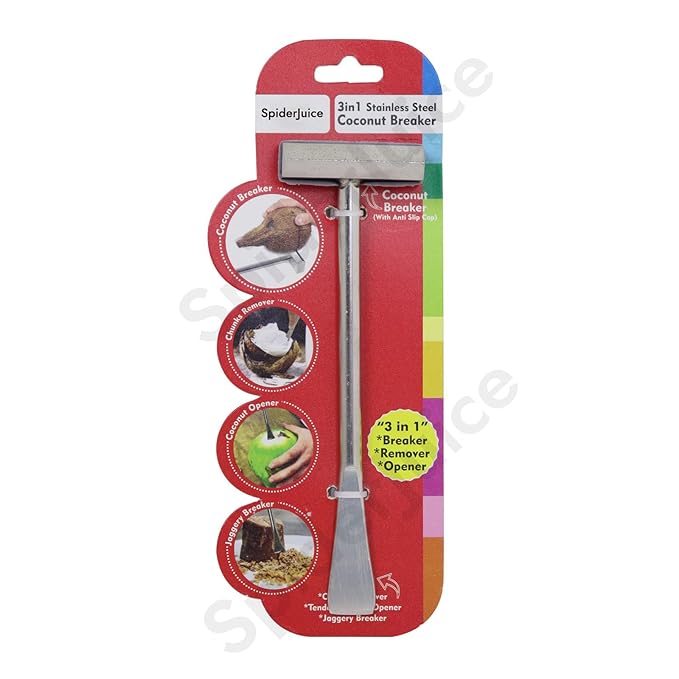 3-in-1 Stainless Steel Coconut Breaker Tool – Opener, Flesh Remover & Jaggery Breaker
