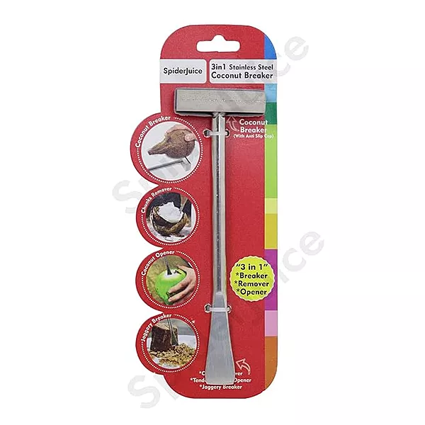 3-in-1 Stainless Steel Coconut Breaker Tool – Opener, Flesh Remover & Jaggery Breaker
