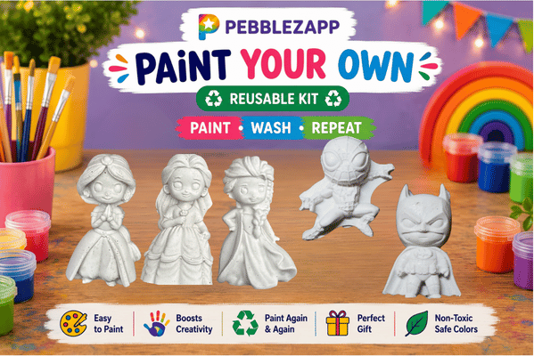 Reusable 3 Princess + 2 Superhero Reusable Statue DIY Painting Kit