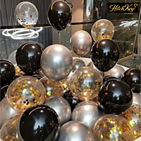 Metallic Black Balloons Kit - 200 Pcs