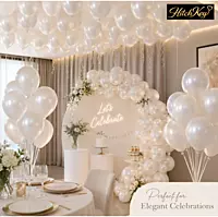 Metallic Pearl White Balloons Kit - 200 pcs