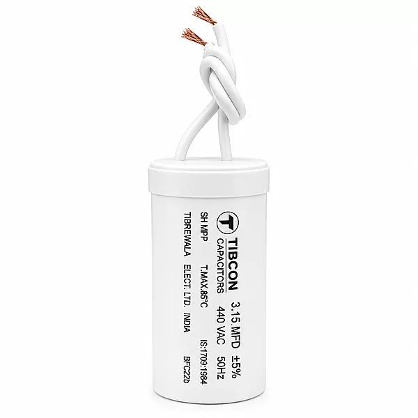 Tibcon 3.15 MFD Capacitor for fan | Wire terminal | 440 V | Dry Plastic Can (PO1)