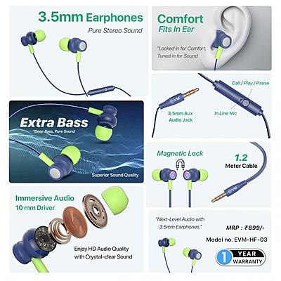 EARPHONE EVM 3.5MM HF-03 BLUE EARPHONE EVM 3.5MM HF-03 BLUE