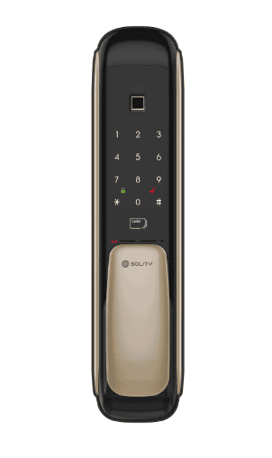 Solity Push & Pull Digital Door Lock With Fingerprint Password RFID Card Emergency Key
