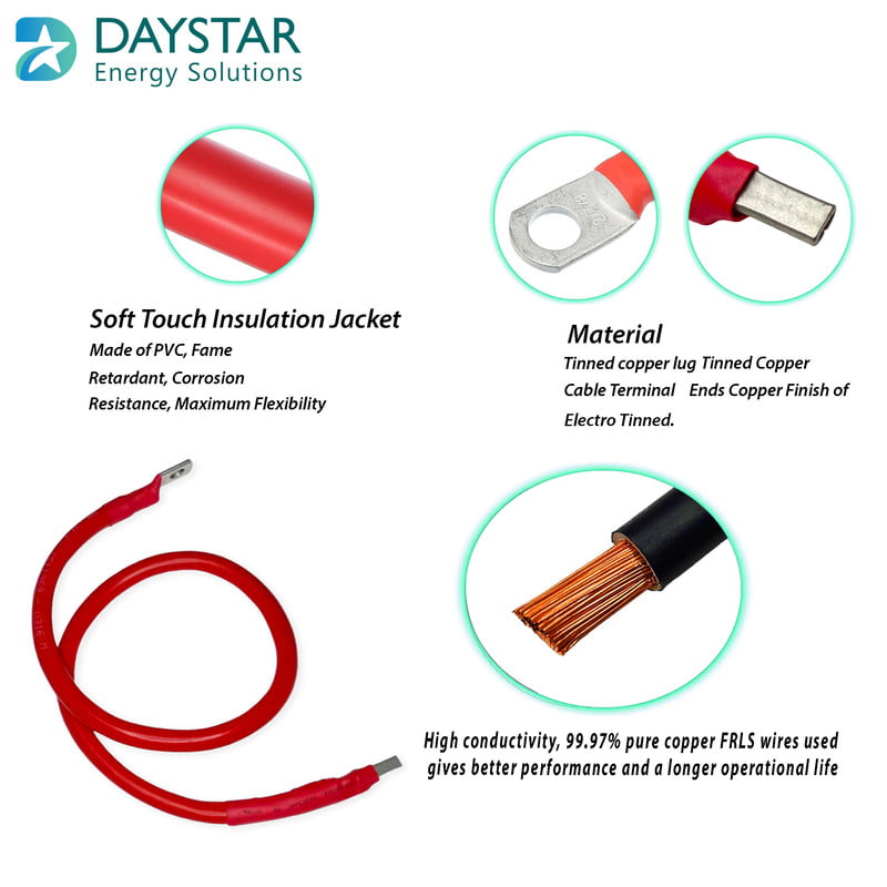 10 sq.mm (7 Gauge) Red and Black Charge Controller Battery Connecting Cables