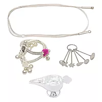 silver gift set for baby(Hip Chain/Arunaal, Anklet/Kolusu, Bindhi/Pottu Kit, Feeder/Paladai)