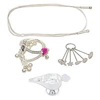 silver gift set for baby(Hip Chain/Arunaal, Anklet/Kolusu, Bindhi/Pottu Kit, Feeder/Paladai)