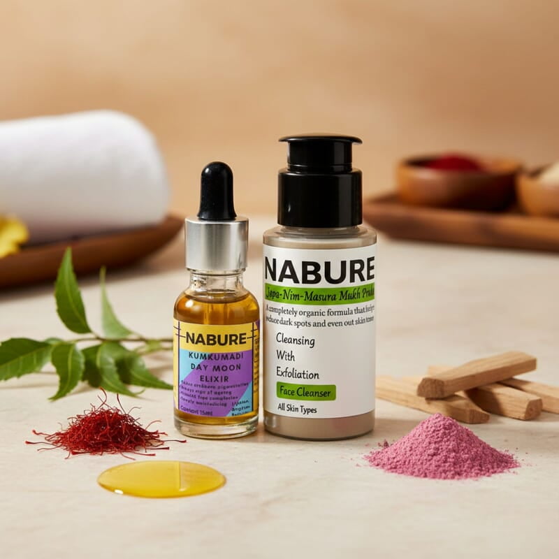 NABURE Daily Glow Combo – Japa Nim Masura Face Cleanser & Kumkumadi Day Moon Elixir