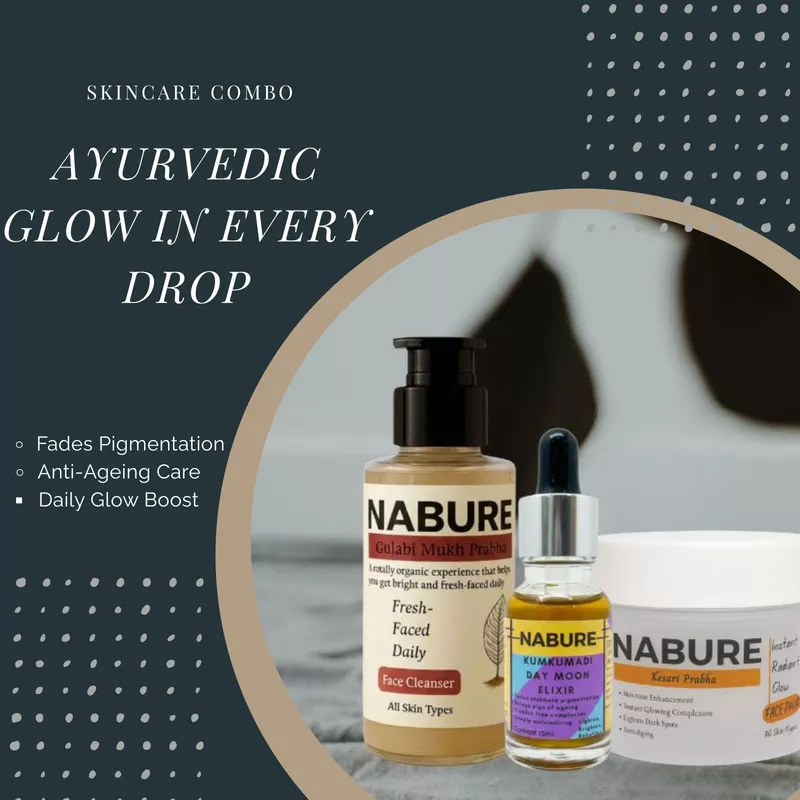 NABURE Glow Combo – Face Cleanser, Kesari Face Pack & Kumkumadi Elixir