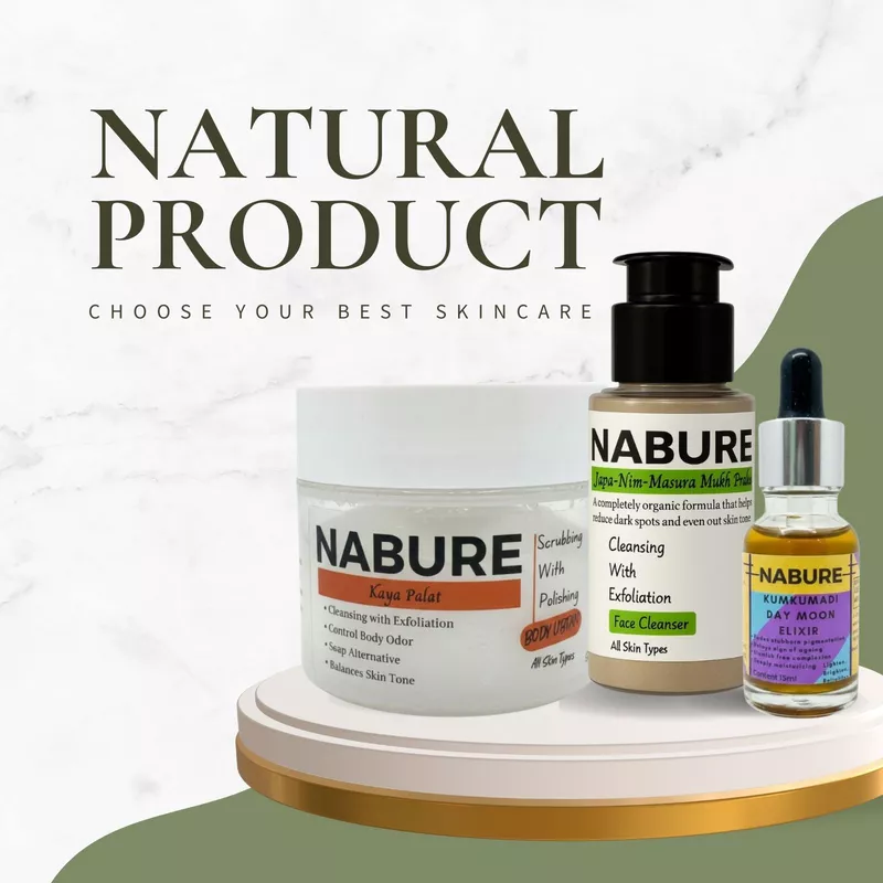 NABURE Herbal Glow Combo – Face Cleanser, Body Ubtan & Kumkumadi Elixir