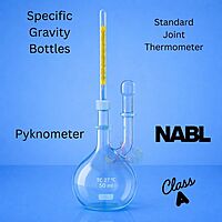 Specific Gravity Bottles with standard joint Thermometer - Pyknometer