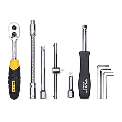 STANLEY STMT72794 1/4'' Square Drive Metric Socket Set with Double Nickel Chromium Alloy (46-Pieces), YELLOW & BLACK