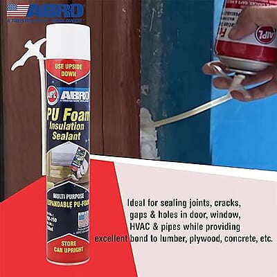 ABRO PUF-750 Multipurpose Expandable PU Foam Insulation Sealant Spray for Window, Tile, Door & AC Gaps (750ml)