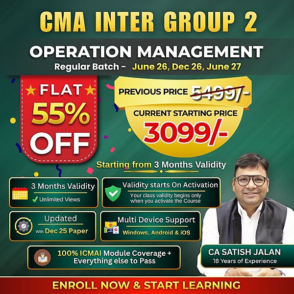 CMA Inter Operation Management(Group 2) By CA Satish Jalan