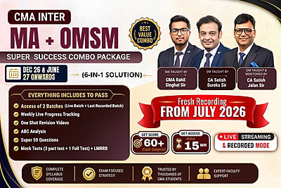 CMA Inter Combo MA & OMSM For Dec 26 June 27 Exams – Super Success Package - Aim 60+ Marks - By SJC Institute CMA Inter Combo MA & OMSM For Dec 26 June 27 Exams – Super Success Package - Aim 60+ Marks - By SJC Institute