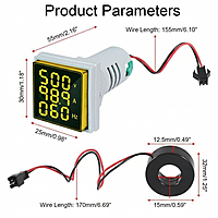 AC Voltage Current Frequency LED Display Meter 500V, 0-100A,0-50Hz (RED)