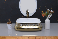 DTT-1025 Gold Designer Table Top Basin 17" x 14" x 6" Inch