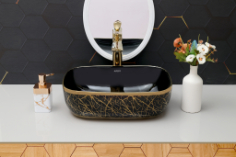 DTT-1115 Gold Designer Table Top Basin 18" x 13" x 5" Inch