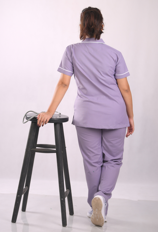 Ksvi Nurse Uniform L Collar Shirt & Pant Set || Pastel Lilac