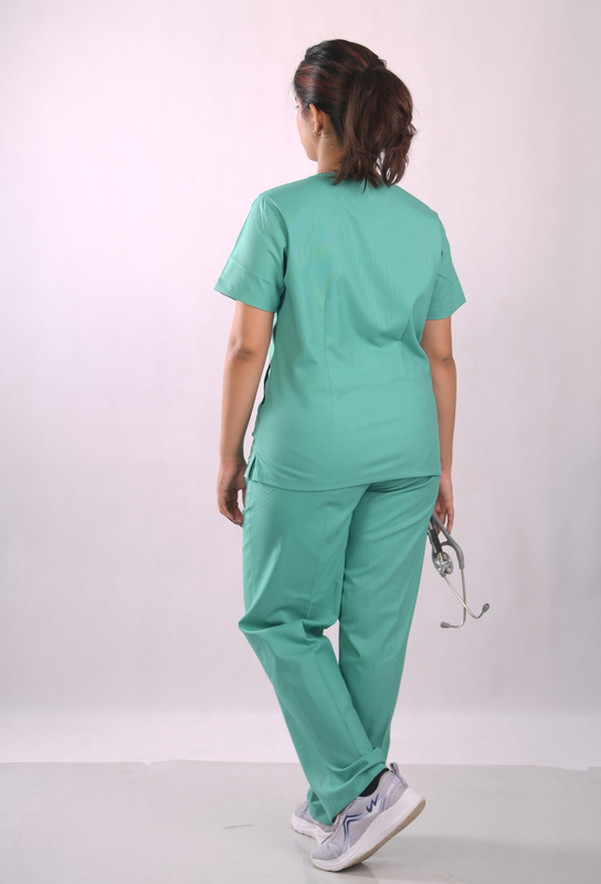 Ksvi Antibacterial Female V-Neck (Sea Green) Scrub Shirt Pant