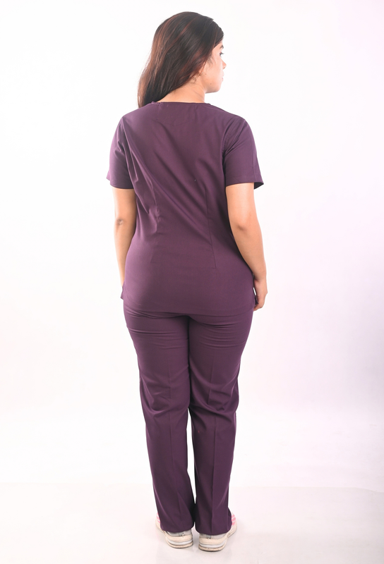 Ksvi Antibacterial Female V-Neck (Wine) Scrub Shirt Pant