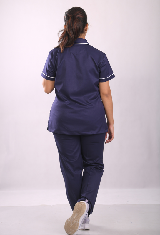 Ksvi Nurse Uniform L Collar Shirt & Pant ( Navy )
