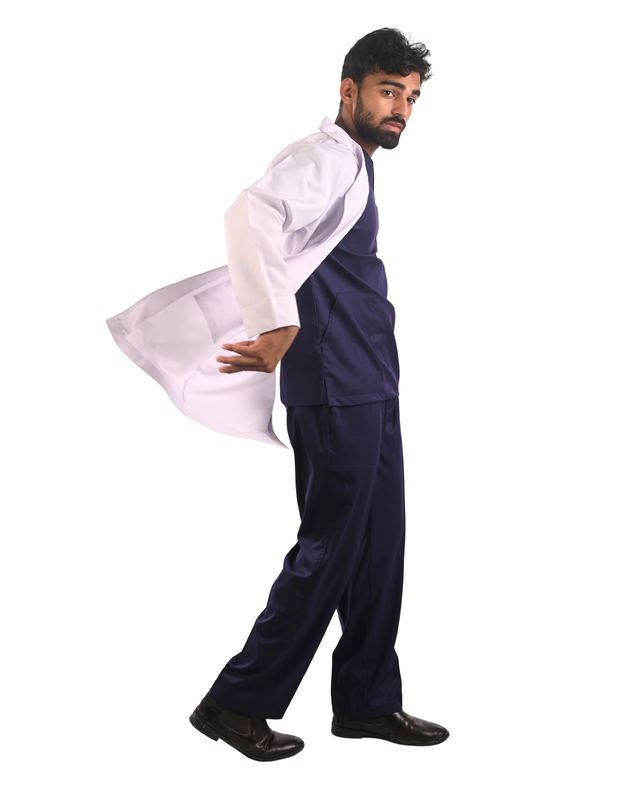 Ksvi Long Lab Coat Apron Full Sleeve Male White