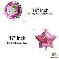 The Magic Balloons Hello Kitty Birthday Party Decoration combo kits –Hello Kitty Birthday Combo Pack of 38 Pcs, foil 5 pcs Set,1 Happy Birthday banner, 2 Foil Curtains,30 Printed Balloons-181454