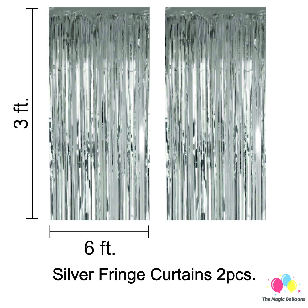 The Magic Balloons- Peppa Pig Birthday Party Decoration combo kit Peppa Pig Foil Balloons Set of 5 pcs,1 Happy Birthday banner, 2 Silver Foil Curtains, 30 Peppa theme color Balloons Pack of 38 pcs