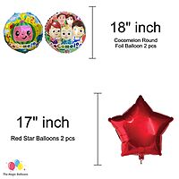 The Magic Balloons Store – Printed Cocomelon Birthday Party Theme Decoration combo kits – Combo Pack of 38 Pcs, foil 5 pcs Set,1 Happy Birthday banner, 2 Foil Curtains, 30 Balloons-181593