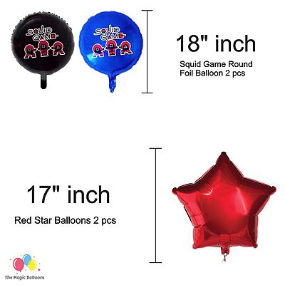 The Magic Balloons Store – Printed Squid Birthday Party Theme Decoration combo kits – Printed Combo Pack of 38 Pcs, foil 5 pcs Set,1 Happy Birthday banner, 2 Foil Curtains, 30 Balloons-181590